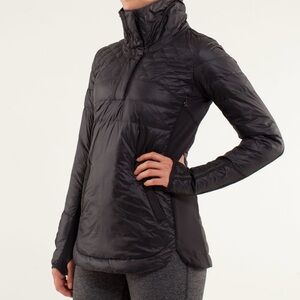 Lululemon What The Fluff Puffer Jacket Size 6 Black Goose Down Fill Quilted
